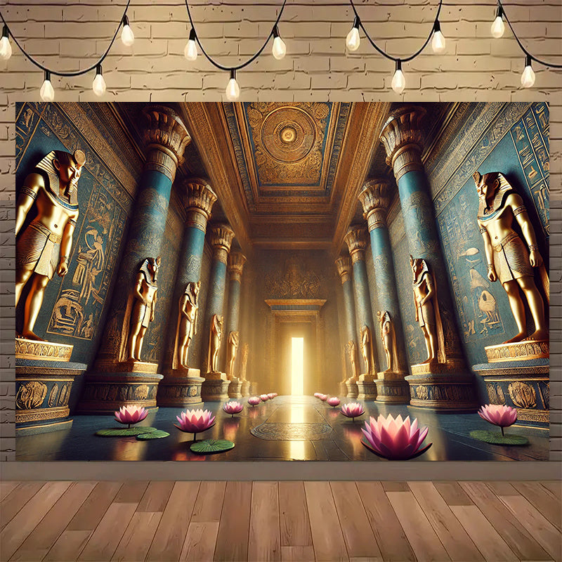 1pc, Ancient Egyptian Golden Hall, Polyester 71*91inch Party Banner, No Power Required, Easy to Hang Background Cloth, Suitable for Living Room, Bedroom, Office, Outdoor Durable Wall Hanging, Yard Decoration, Holiday Decorati