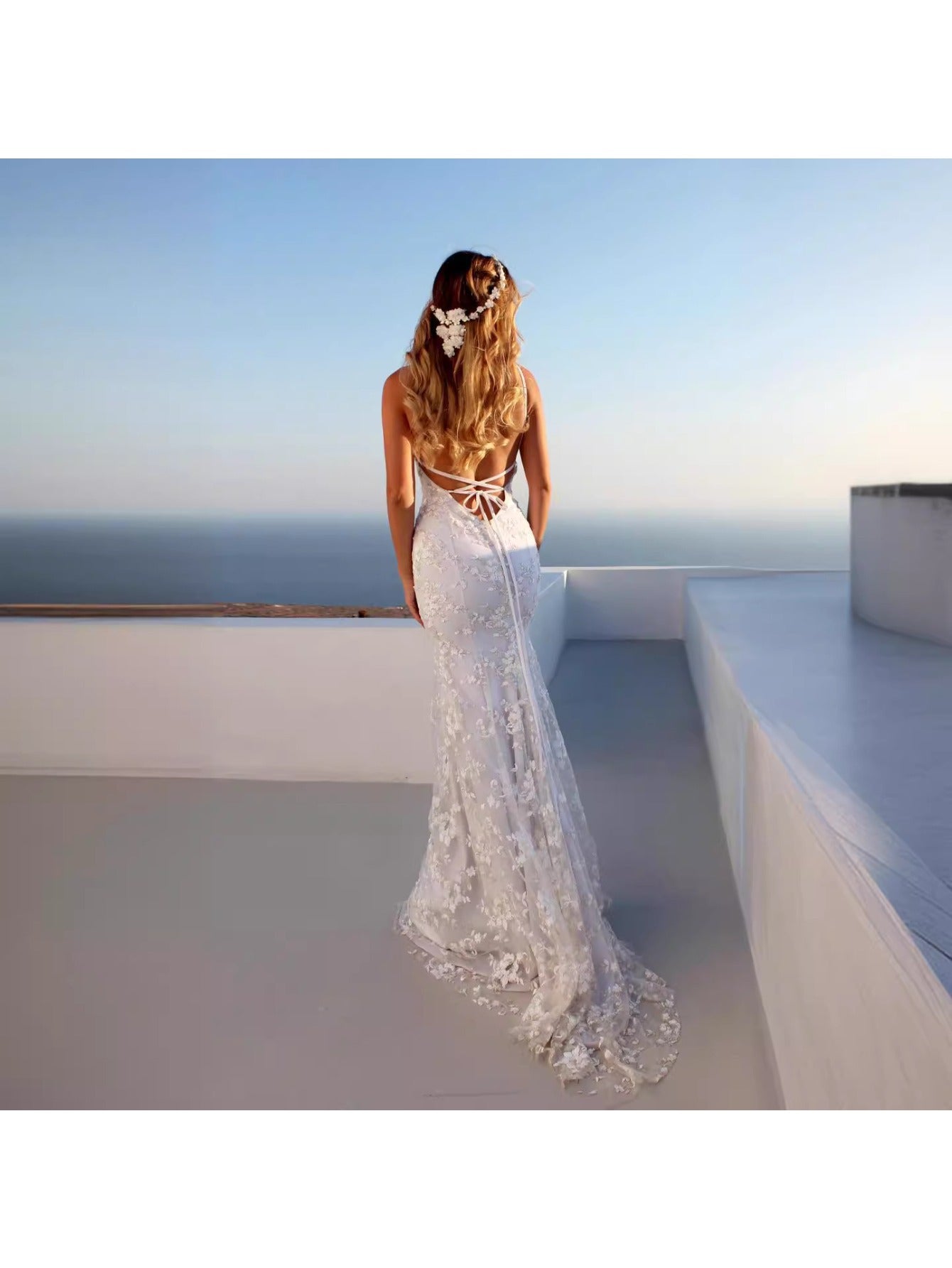 Elegant Formal Gown | Sleeveless Spaghetti Strap White Maxi Dress with V Neck - Perfect for Wedding Guest, Gala Dinner & Engagement Party