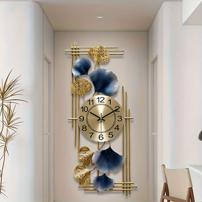 Elegant Ginkgo Leaf Metal Silent Clock 8 Leaves, Retro Modern Design, Battery Powered (Not Included) Suitable for Study Room, Bedroom, Living Room Decoration | Silent Home Clock (Decorative Wall Clock | Iron Structure Wall Cl