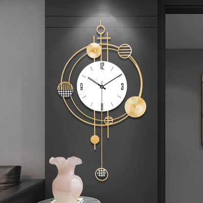 1pc Modern Minimalist Large Wall Clock with Black & Golden Face - Large Easy-to-Read White Hands, Black/White/Golden Iron Frame, Quiet Sweep Movement, Shut-Off, - for Home, Office, Restaurant Decor - Elegant Modern Home Decor