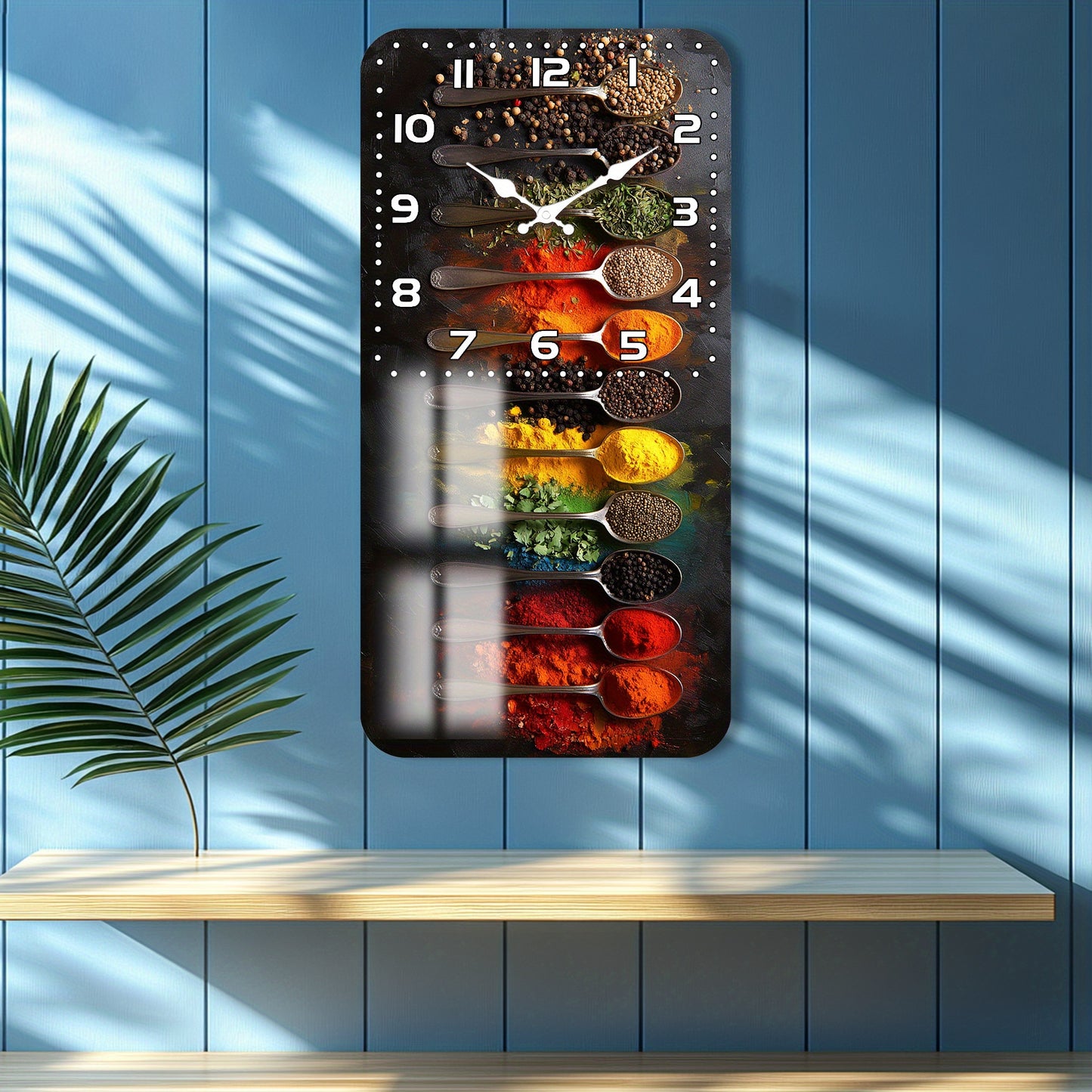 1pc Fantasy Round Wall Clock, Spice Kitchen Decorative Clock, Wooden Wall Clock, Suitable for Kitchen, Living Room, Bedroom Decoration, Ideal Birthday, Thanksgiving, New Year Gift, AA Battery Powered