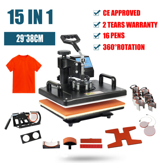 Heat Press Machine - 15 In 1 - Sublimation Heat Press/Heat Transfer Machine