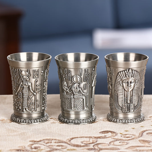 3pcs Metal Retro Egyptian Wine Glass Creative Liquor Glass Decoration Ornament Western-style Spirit Glass
