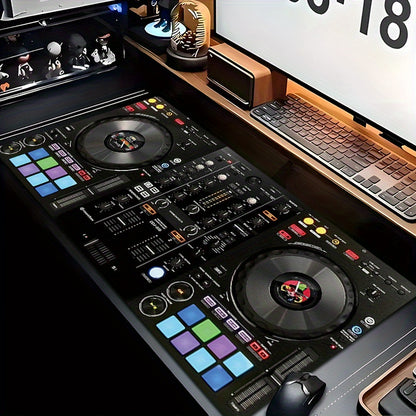 Extra-Large DJ Mixer Gaming Desk Mat - 35.4"x15.7" (90x40cm) Non-Slip Music Production Station with DJ Equipment Layout, Keyboard & Mouse Pad for Home Studio, DAW Control, Ideal Gift for DJs & Music Producers - Vibrant DJ Set