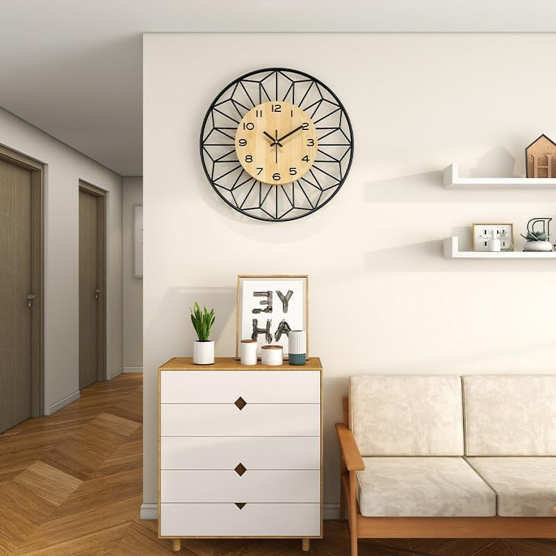 Large 20x20 Inch Modern Minimalist Wall Clock - Silent Non-Ticking Quartz Movement, Battery Operated (AA Not Included) - Farmhouse, Living Room, Bedroom, Office Decor - Easy-to-Read Numerals - Ideal Housewarming or Wedding Gi