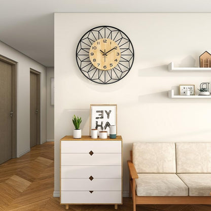 Large 20x20 Inch Modern Minimalist Wall Clock - Silent Non-Ticking Quartz Movement, Battery Operated (AA Not Included) - Farmhouse, Living Room, Bedroom, Office Decor - Easy-to-Read Numerals - Ideal Housewarming or Wedding Gi