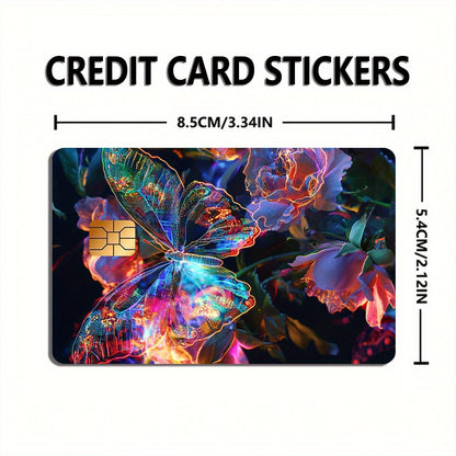 3pcs, 1pc spare Colorful Fluorescent Butterfly Pattern Sticker Set, Durable privacy stickers Suitable for Credit Cards, Transit Passes, Debit Cards, keys, and More, protects bank card