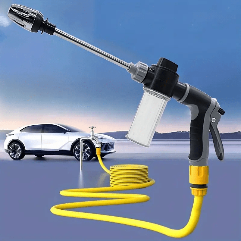 1pc High-Pressure Motorcycle& Car Wash Water Gun- Durable Plastic Construction, Adjustable Nozzle with Garden Hose Connector, Ergonomic Grip for Bikes, Vehicles, Cars, SUVs, Trucks- Heavy-Duty Manual Pressure Washer Tool, Out