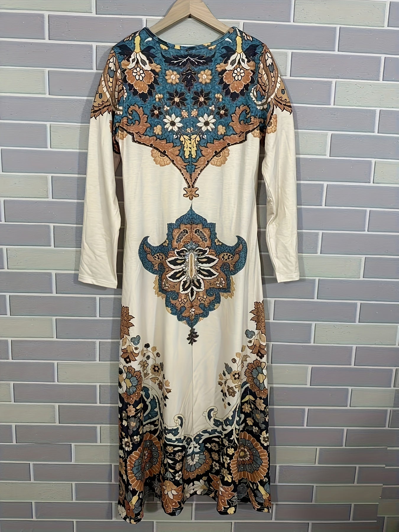 Women's Vintage Paisley Print A-Line Maxi Dress - Scottish Tartan Dress with Paeisle Pattern, All-Season Machine Washable Wedding Guest Gown, Casual & Formal Wear