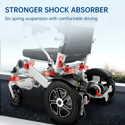 Electric Wheelchair for Seniors, 500W High Power, 30+ Miles Long Range, Foldable, 350 Lbs Capacity