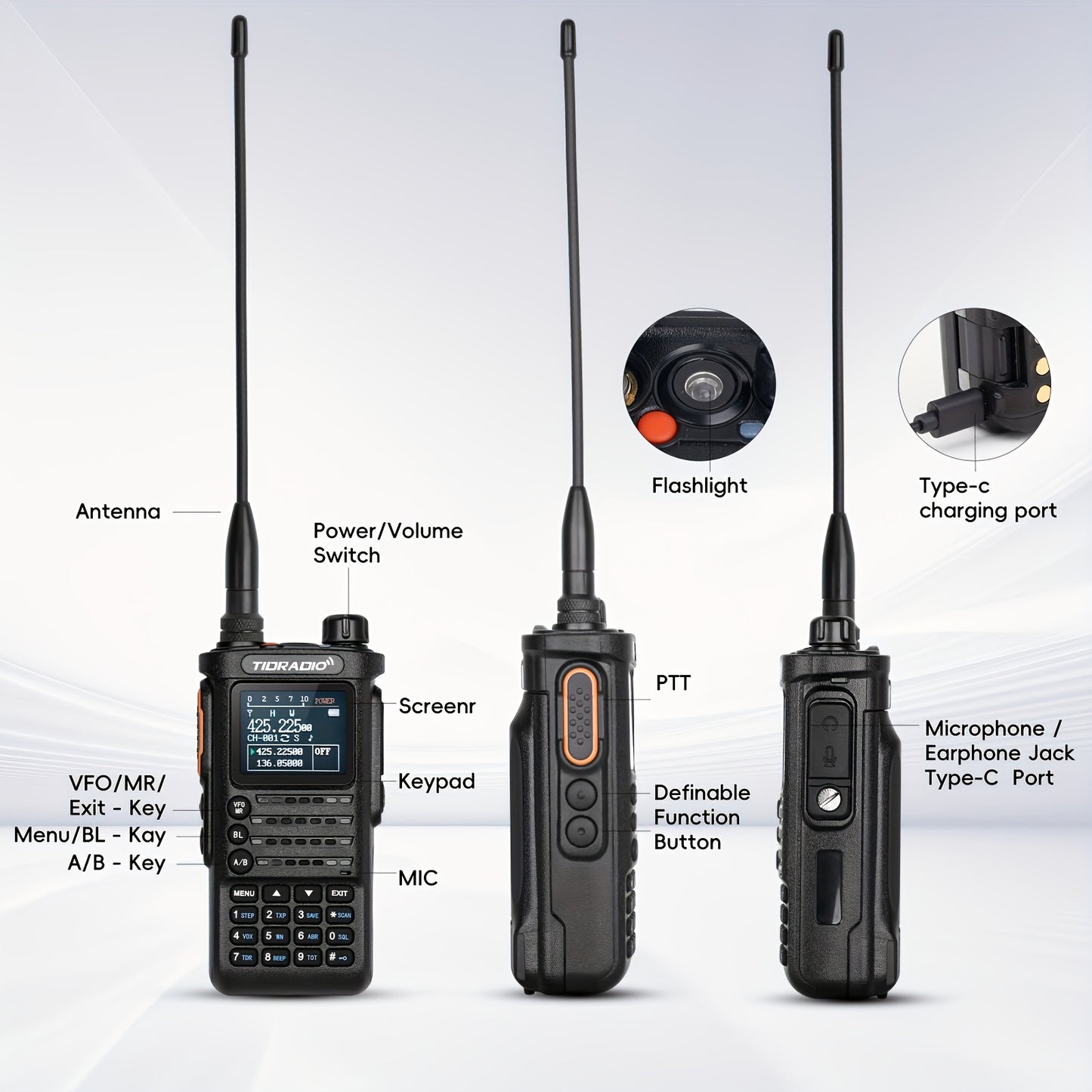 TIDRADIO H8 10Watt Long Range Walkie Talkies - Portable, UHF Two Way Radio with Flashlight for Adults & Outdoor Enthusiasts