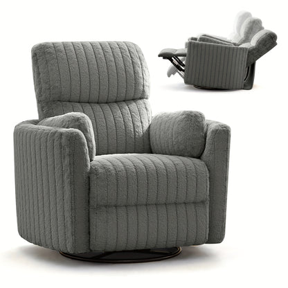 KERDOM 3-in-1 Electric Rocker Recliner Chair with 270° Swivel & Memory Foam, Heavy-Duty Rocking Recliner Sofa Bed with Global Voltage (110-240V), Plug-in Floor Design (No Wood Parts) - Beige/Yellow/Gray