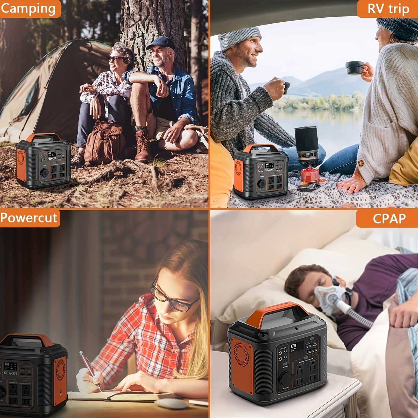 SBAOH 300W Portable Power Station 296Wh 80000mAh Solar Powered Generator With 100W PD Fast Charging, 13 Outlets, Digital Display, Lithium-ion Battery For Home Backup, RV Camping, And Emergency Power - (60W Solar Panel Is Opti