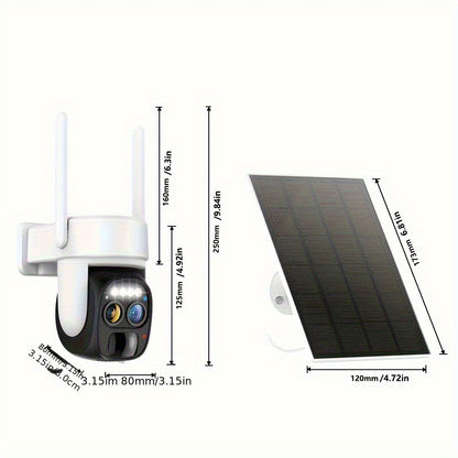 7pcs Solar Powered Outdoor Security Cameras with AI Motion Detection, 1440P HD, 360° PTZ, Solar-Powered Wireless WiFi Cameras with Two-Way Audio, Color Night Vision,, Business, Driveway, Garage - Cloud Storage Included
