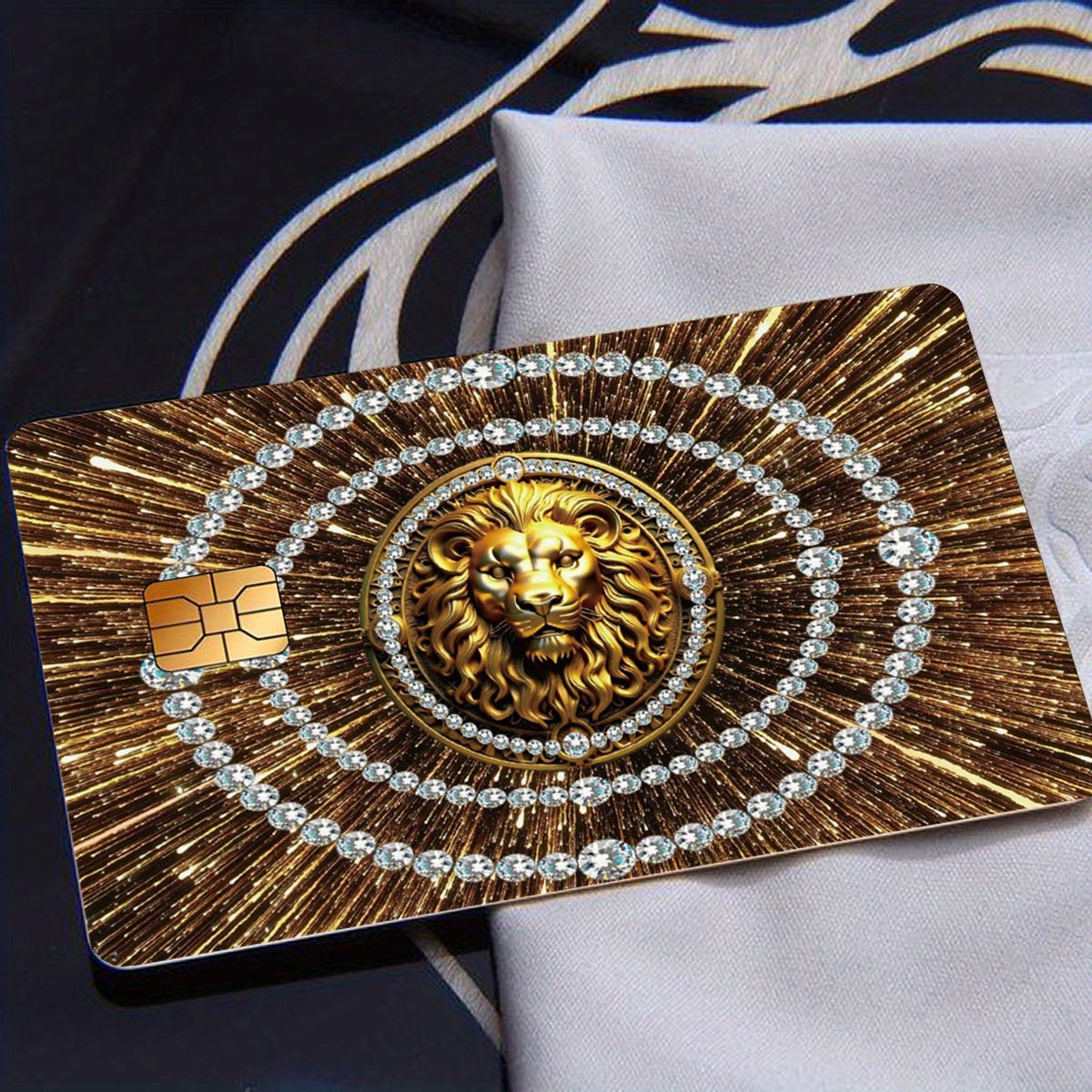 Luxurious Golden Lion Head Pattern Stickers, Including 4 Unique Designs, Durable Privacy Stickers Made of PVC Material, Suitable for Credit Cards, Transit Passes, Debit Cards, Keys, and More Uses, Protects Bank Cards, Perfect