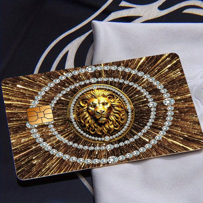 Luxurious Golden Lion Head Pattern Stickers, Including 4 Unique Designs, Durable Privacy Stickers Made of PVC Material, Suitable for Credit Cards, Transit Passes, Debit Cards, Keys, and More Uses, Protects Bank Cards, Perfect