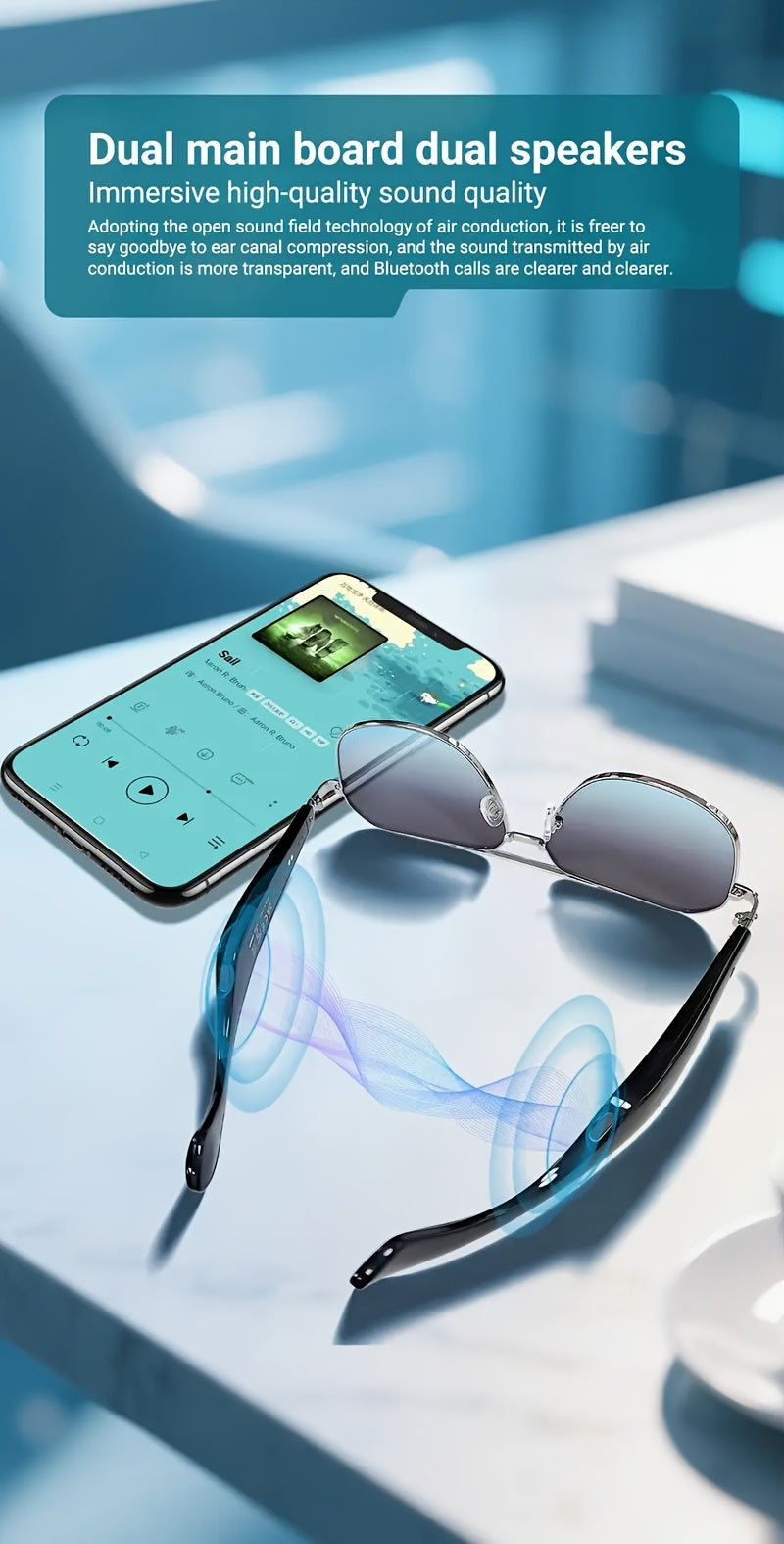 2025 AI Translation Glasses: Real-Time 100+ Languages, Wireless Wireless, Built-in Mic/Speaker, HD Voice & Music, AI Voice Control, Camera, Blue Light Protection, Magnetic Charging, Dual Sound - Stylish for Office, Fitness, H