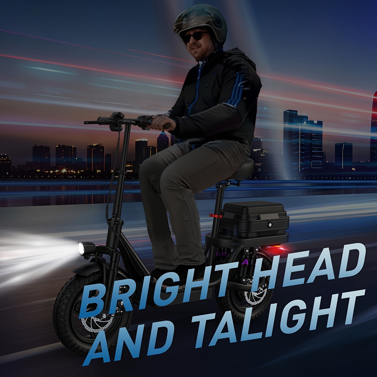Peak Power 740W Adult Electric Scooter with Seat, 48V10/15AH Lithium Battery, 10 Shock Absorption, 14-Inch Tubeless Protective Tires, Dual Disc Brakes