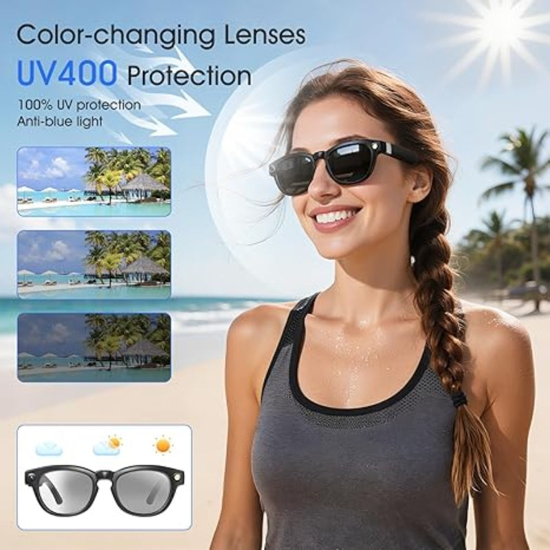 New Release AI Smart Glasses with 8MP HD Camera & 1080P Video Recording, Built-in AI Voice Assistant, Wireless Wireless Smart Glasses for translation (164 Languages), Compatible with iPhone/iOS & Android, ic, Unisex for Men/W