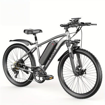 26" Heavy-Duty Adult Electric Mountain Bike with 700W Peak Motor & 36V10Ah Removable Battery - 40-50 Mile Range, 19 MPH High-Speed E-Bike, 7-Speed Gears, Front Suspension, All-Terrain Tires, Sturdy Frame & Disc Brakes - Long-