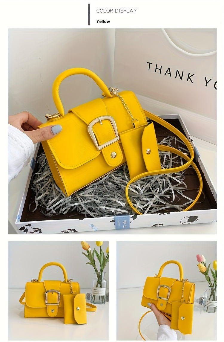 [Square Crossbody Bag] Women'S Small Square Crossbody Bag - Lightweight Synthetic Purse with Snap Closure, Compact Everyday & Formal Bag in Orange, Pink, Blue, Yellow, White, Black - Minimalist Chic Handbag for Women, Crossbo