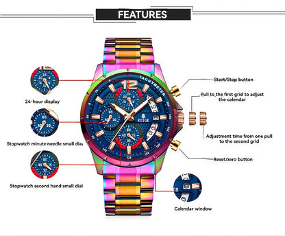 RUIGE Trendy And Fashionable Quartz Women's Watch, Date Display with Fashionable Night Light Function, Trendy And Cool Design Appearance, Vibrant And Colorful Colors for Women's Party Gifts N3-3