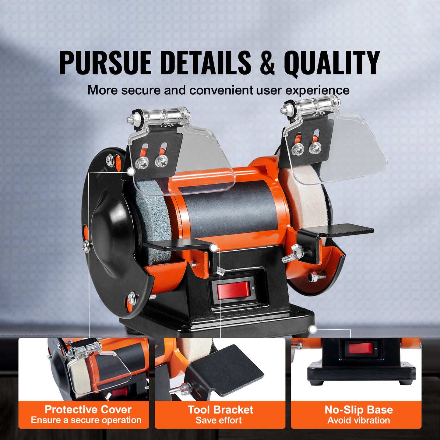 VEVOR Bench Polisher & Buffing Machine for Metal/Jewelry/Wood - With Wool & Abrasive Wheels, 100 Tools, 3590RPM