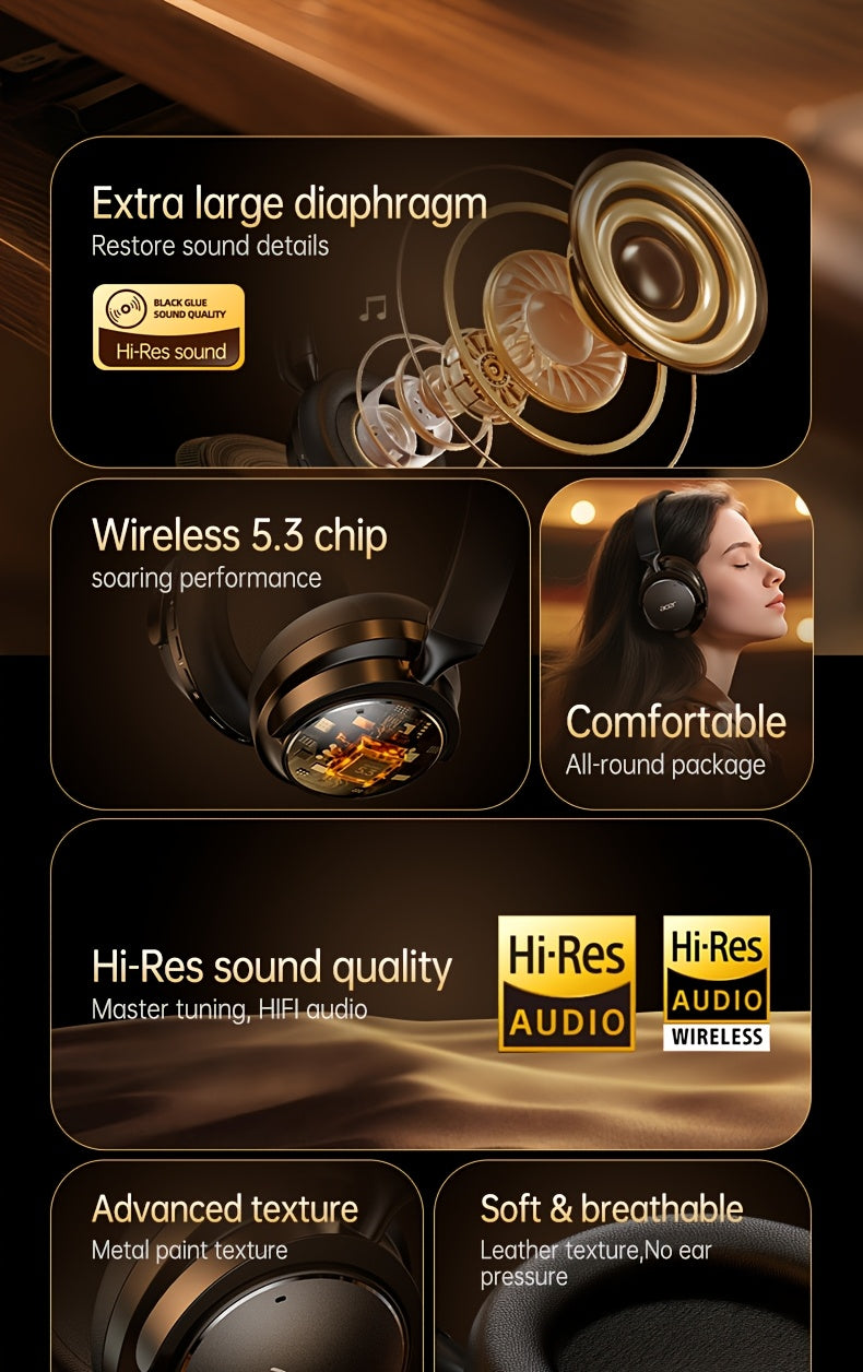 Acer OHR560 OWS Headset ACS panoramic sound shocking bass Ultra-long battery life Game low latency Comfortable to wear Portable and foldable Learning/Business/Travel/Sports/Phone/Music Halloween/Christmas Gift Recommendation,
