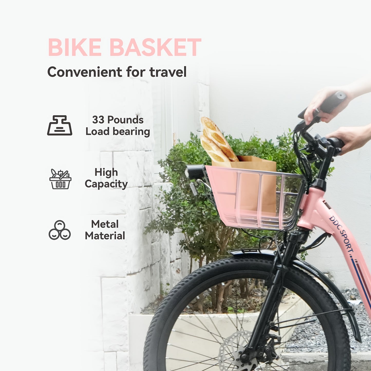 Cruiser Electric Bike For Women, 500W Motor 36V/10.4Ah Removable Battery, 25-40 Miles 20MPH, 24 Inch Electric Bike High-Carbon Steel Frame, 7-Speed With Front Basket -Beach Commuter Ebike For Adults, Ebike With Basket, Sakura
