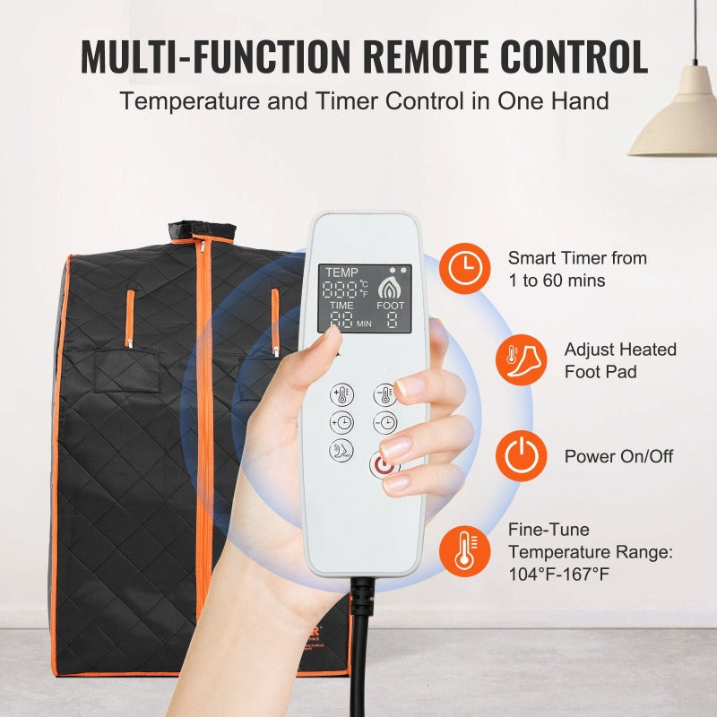 Durably Made VEVOR Sauna Blanket for Detoxification 1050W Portable Far Infrared Sauna Tent for Home 104-167 Fahrenheit 1-60 Minutes Timer Personal Sauna Box for Home Spa Indoor Black 27.56 x 31.5 x 38.58 in Low Stock Alert