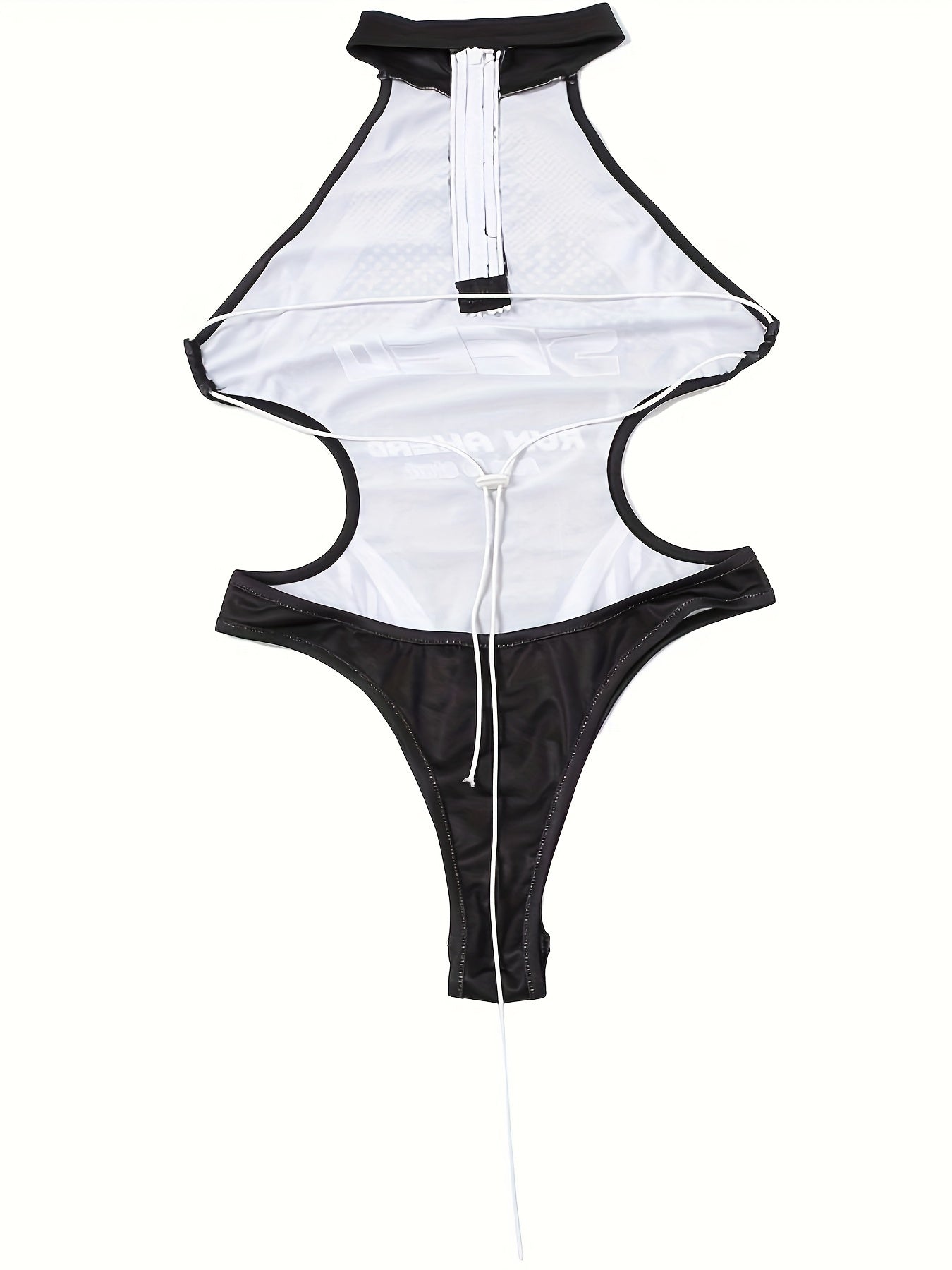 Women's Sexy Slim-Fit One-Piece Swimsuit & Beach Jumpsuit - Hanging Neckline Zipper Bodysuit with Exposed Shoulder Design, Pool Party Wedding Guest Robe, Hand Washable Swimwear Set (Non-) for Vacation & summer Events - Mature
