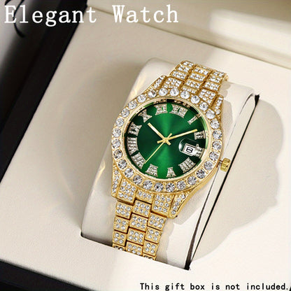 6pcs/ set Men Watch, Luxury Men Watches, Alloy Watch Strap Watch for Men, Quartz Watch, Calendar Adjustable, Work and Daily Decorationfor Casual Attire, Hristmas Present Halloween GiftIdeal Choice for Gifts Wrist Watch, Reloj