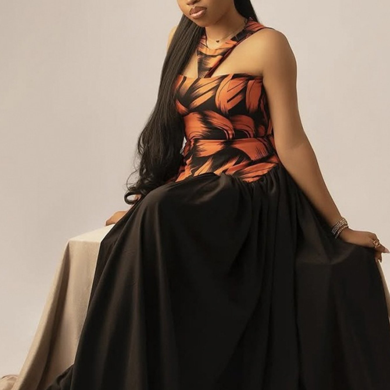 A Stylish And Sophisticated V-Neck Dress with a High Waist And Print, Perfect for The Fall Season for Women