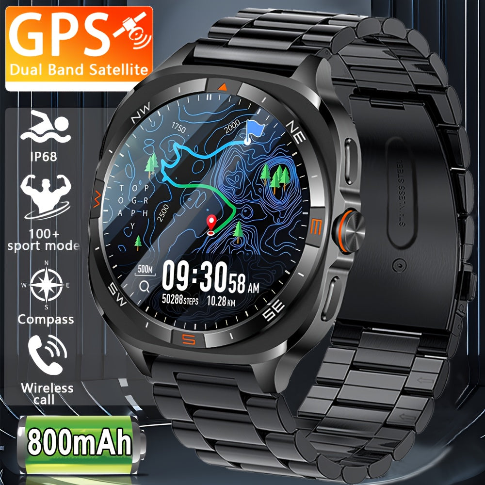 COIUSOR GPS Sports Watch, Large Battery, Built-in GPS, Wireless Call SOS High-Quality Swimming Smartwatch, Suitable for Men, Compass, Altitude, Barometric Pressure, 100+ Sports Modes, Step Counter, Distance, Calorie Fitness T