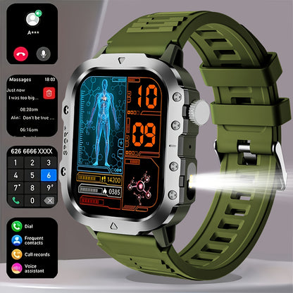 New Smart Watch 2.01 inch Large Screen LED Flashlight Outdoor Sports Watch Altimeter Barometer 100+Sports Mode Multimedia Information Viewing Weather Pedometer Fitness Tracker Compatible with Android for iphone Perfect Holida