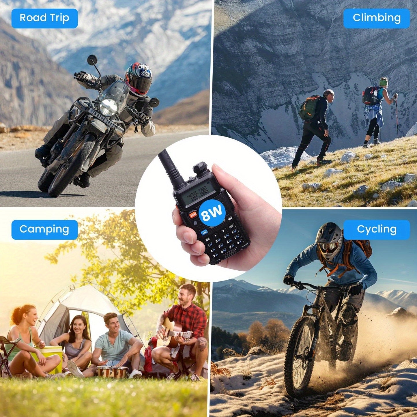 6pcs Baofeng UV-5R-8W Radio, Long Range Walkie Talkies Radio with flashlight, Two Way Handheld Radio Ultra-long standby 48-72 hours, Hands-free conversation,  for Survival Gear Hunting Camping.Cheap Walkie Talkies Long Range