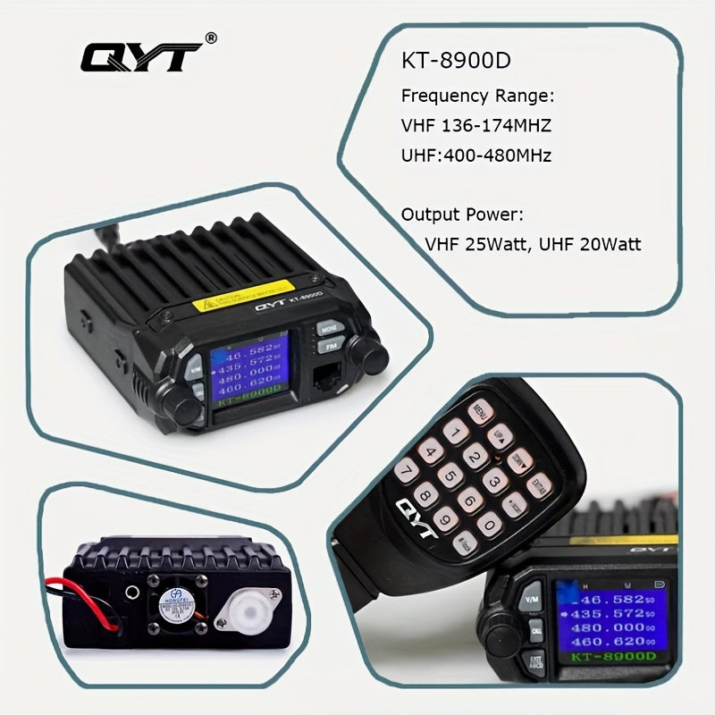 QYT Dual Band VHF/UHF 12V High-Power Mobile Transceiver Two-Way Radio with Remote Kill/Activate, PC Programming, Cigarette Lighter Power & No Battery Required - 136-174MHz & 400-480MHz for General Driving Positions