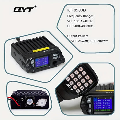 QYT Dual Band VHF/UHF 12V High-Power Mobile Transceiver Two-Way Radio with Remote Kill/Activate, PC Programming, Cigarette Lighter Power & No Battery Required - 136-174MHz & 400-480MHz for General Driving Positions