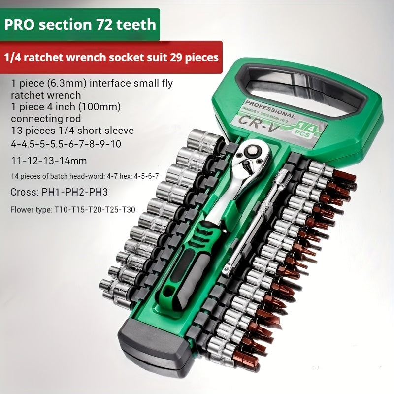 30/22/13-piece Professional Chrome Vanadium Steel Forged 72-tooth Ratchet Wrench And Sleeve Set (including Storage Rack) - Multi-specification, Full Size - Suitable For Automobile Engine, Motorcycle And Bicycle Repair And Mai