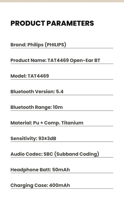 Philips True Wireless Bluetooth Headphones, Open Wireless Earbuds, Ear Clip Wireless Earbuds, for iPhone and Android, Comfortable to Wear, Bluetooth 5.4, 46 Hours of Playtime, Stereo Bass, LED Battery Display, ENC Dual Noise