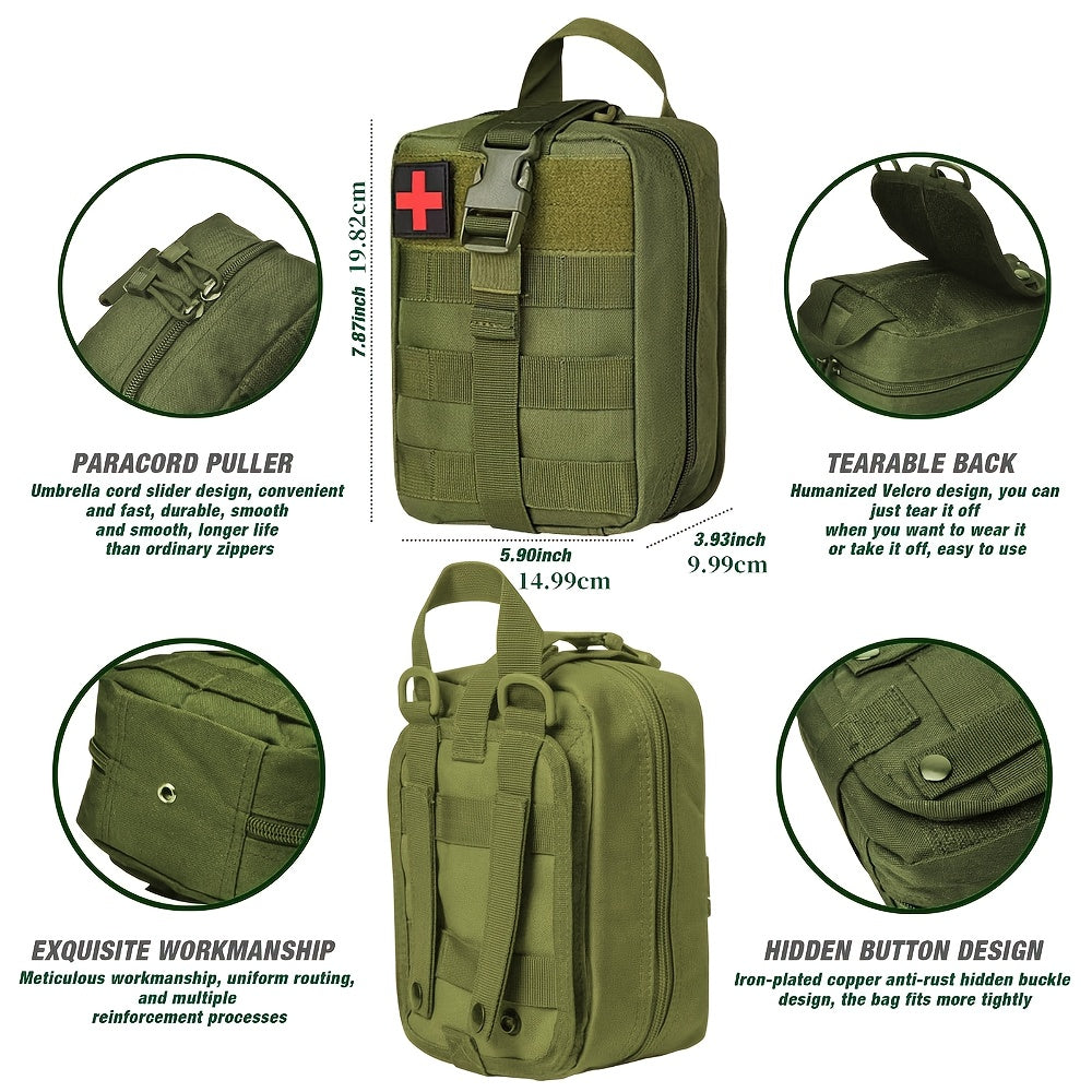 Emergency Survival Kit Trama First Kit with Tourniquet and Quikclot, Ifak Trauma Kit Mini Travel Size, Tactical Medical Kit Military Med Supplies with Pouch for Travel Car Camping Hiking (Grey)