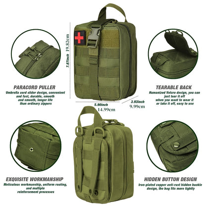Emergency Survival Kit Trama First Kit with Tourniquet and Quikclot, Ifak Trauma Kit Mini Travel Size, Tactical Medical Kit Military Med Supplies with Pouch for Travel Car Camping Hiking (Grey)