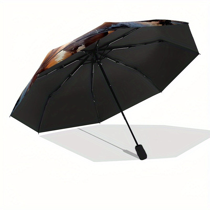 Two horses Folding automatic umbrella 8 frames automatic umbrella suitable for travel and daily use Christmas Halloween gift choice