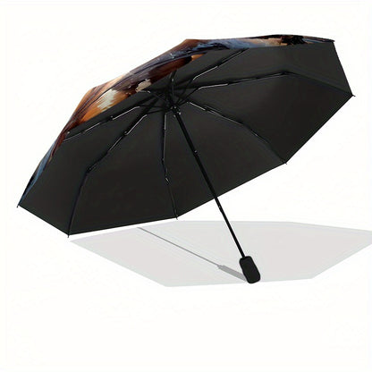 Two horses Folding automatic umbrella 8 frames automatic umbrella suitable for travel and daily use Christmas Halloween gift choice