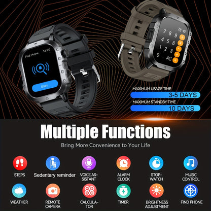 GWENLAND New Smart Watch with 2.01 Large Screen, LED Flashlight, Outdoor Sports Watch, Altimeter, Barometer, 100+ Sports Modes, Multimedia Information Viewing, Weather Checker, Pedometer, Fitness Tracker, Perfect Gift for Fes