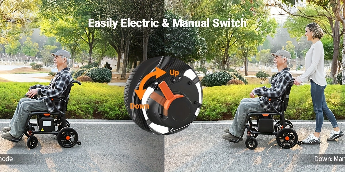 Nihhcune 26-mile Long-range Portable Adult Electric Wheelchair, Full Carbon Fiber Intelligent Electric Wheelchair, Installation-free, One-step Folding And Unfolding, Ultra-light 15kg, 300 Pounds Load-bearing, Suitable for Tra