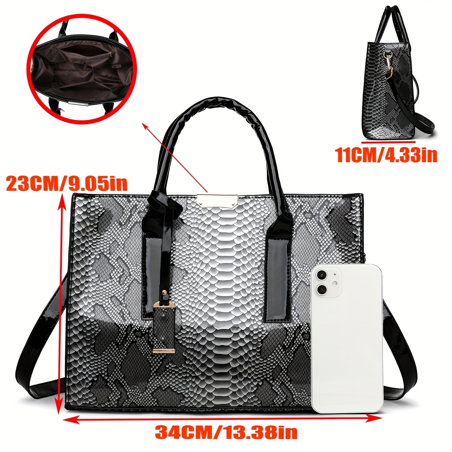 Women'S Large Capacity Elegant Handbag with Detachable Strap & Golden-Tone Hardware - Structured Tote, Golden-Tone Hardware & Zipper Closure