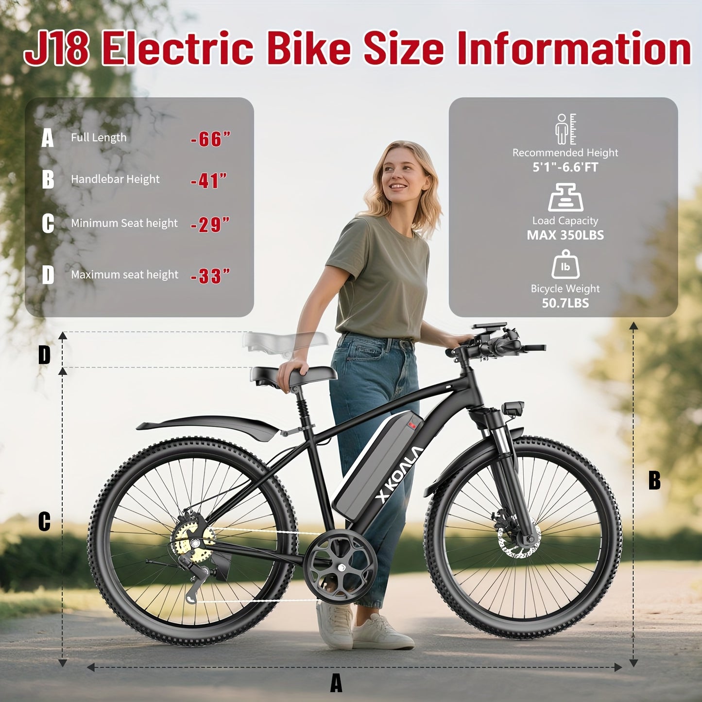 26" Heavy-Duty Adult Electric Mountain Bike with 700W Peak Motor & 36V10Ah Removable Battery - 40-50 Mile Range, 19 MPH High-Speed E-Bike, 7-Speed Gears, Front Suspension, All-Terrain Tires, Sturdy Frame & Disc Brakes - Long-