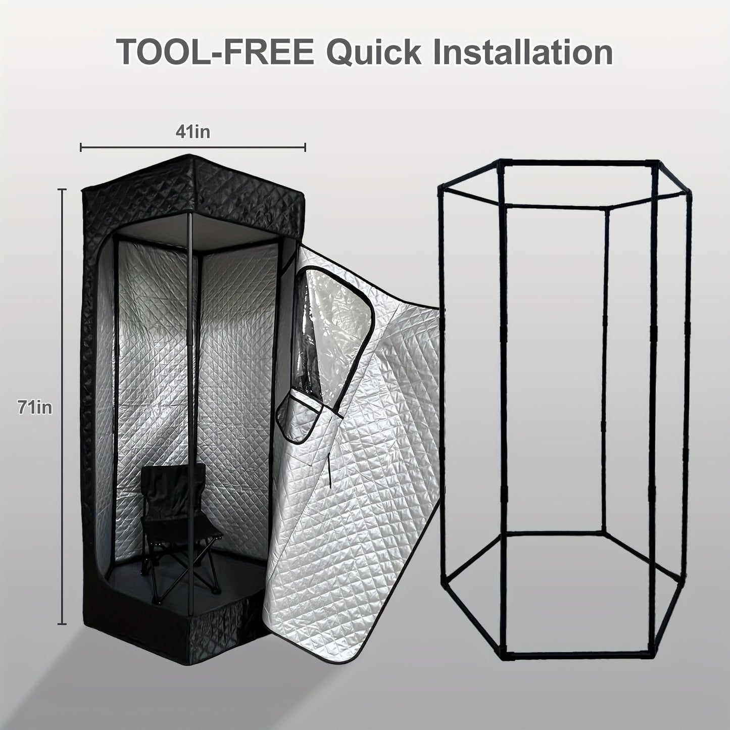 Hexagonal Sauna Room - Portable Sauna Box - Foldable Spa 1.06gal Steamer - Full Size Personal Sauna For Relaxation - Sauna Tent For Home - Remote Control & Folding Chair - 15 Levels