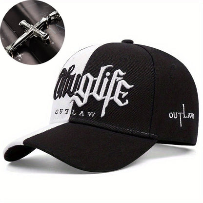 Two-piece "one hat and one decorative necklace" combination, new youth hip-hop baseball cap, exquisite embroidery adjustable lightweight and breathable travel, travel, size, and holiday gifts best choicesuitable for men and w